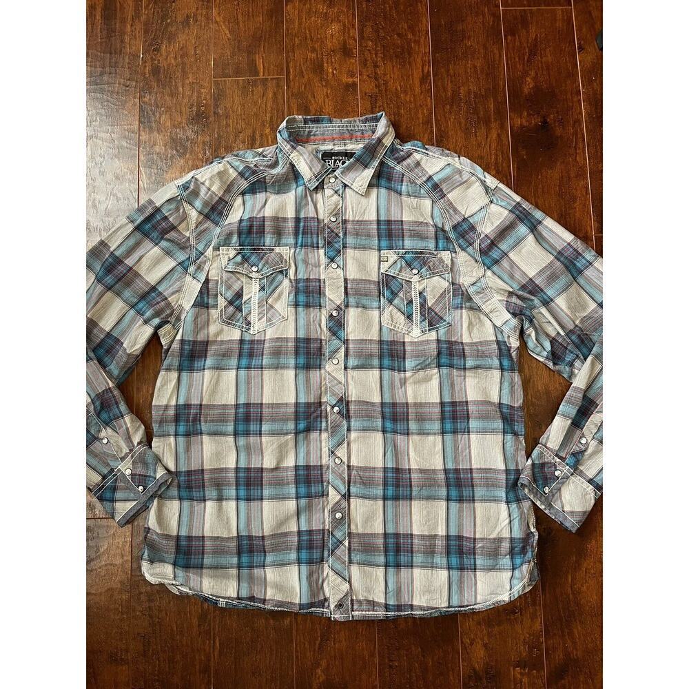 Mens Buckle Black Athletic Fit Button Down Long sleeve Size XXXL
